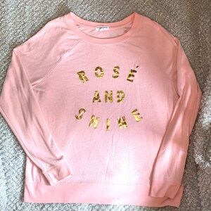 Rose and Shine Sweatshirt XL Pink with gold letters